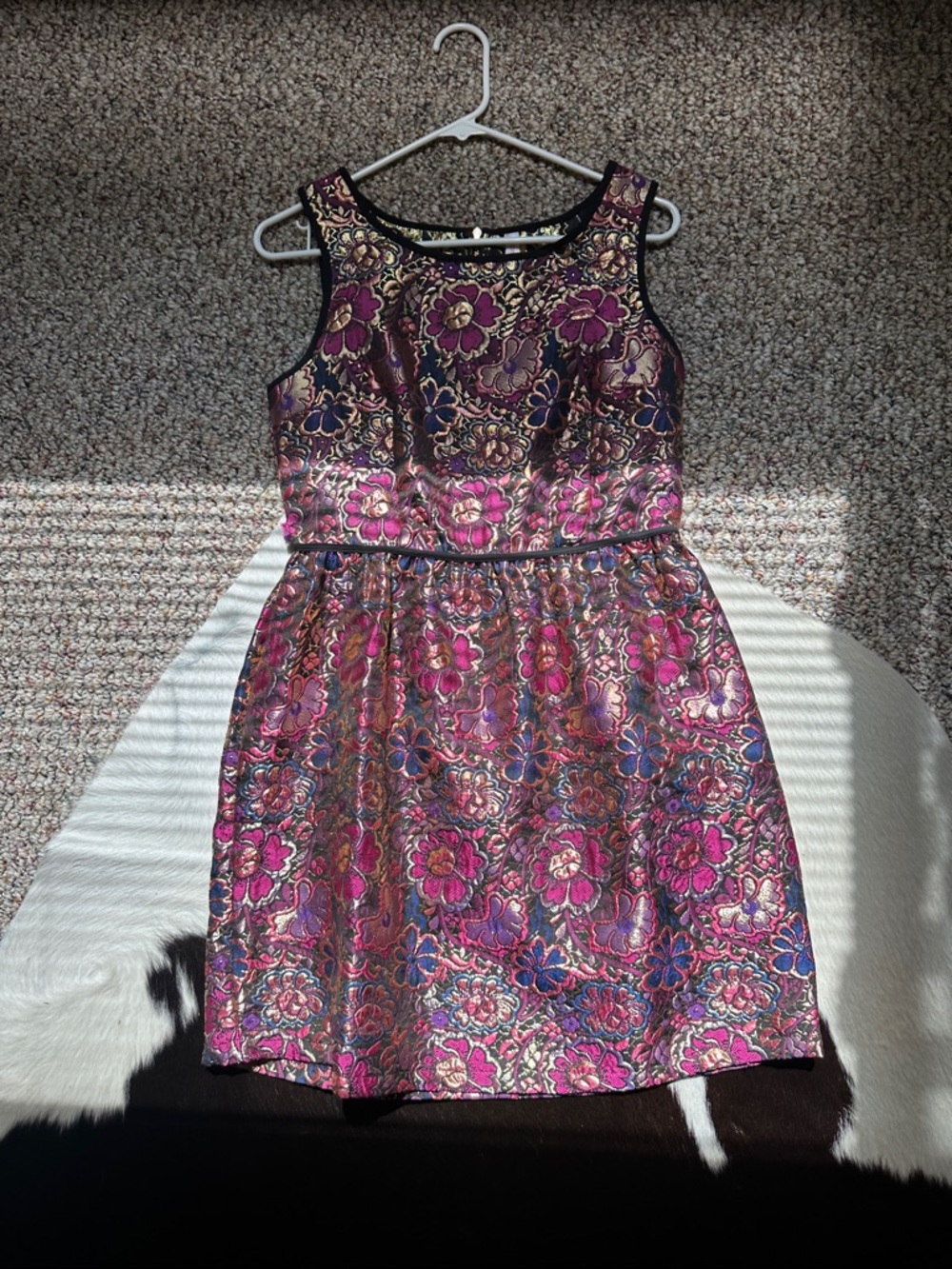 Xhilaration Metallic Floral Brocade Mini Dress - Pink & Gold & Blue